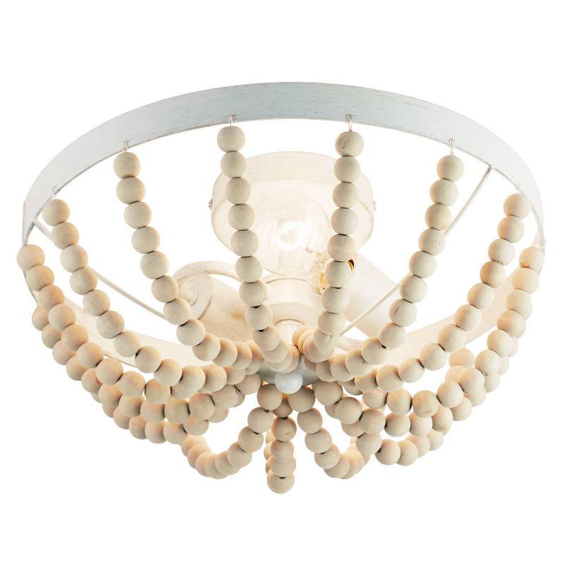 15" Delilah Boho Semi-Flush Mount Pendant White - River of Goods: Metal & Wood, UL Listed, 2-Bulb Ceiling Fixture
