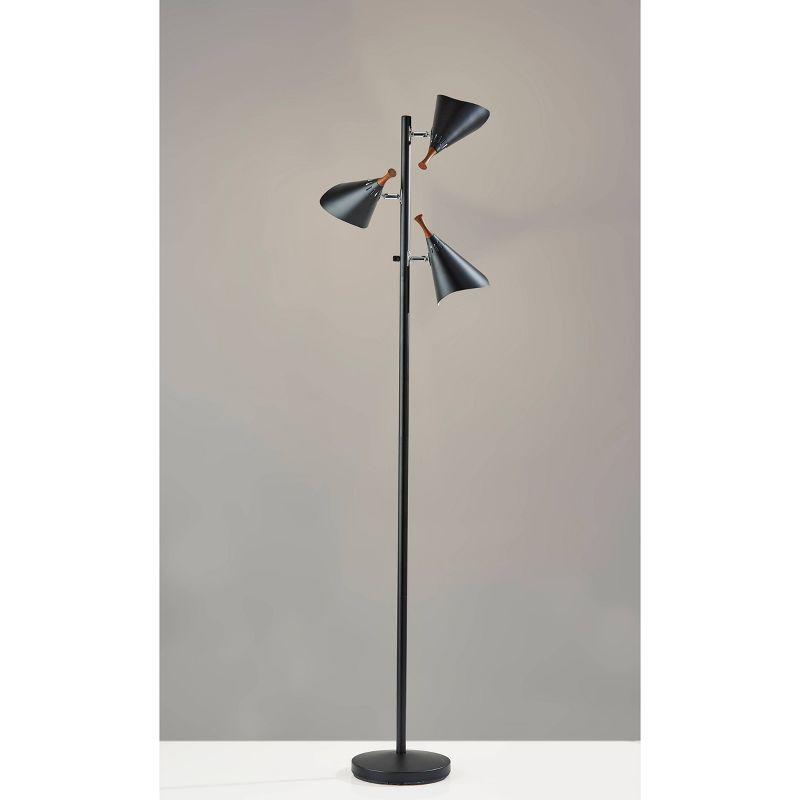 Adesso 68" Draper Collection 3-Arm Tree Lamp Black: ETL Listed, Metal Shade, Rotary Switch