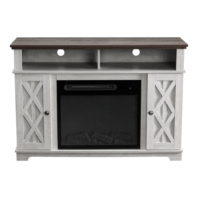 Off-White MDF 54" TV Stand with Electric Fireplace