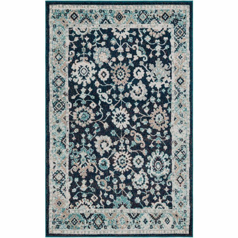 Unique Loom Penrose Collection Area Rug - Krystle (5' 3" x 8' Rectangle Navy Blue/Beige)