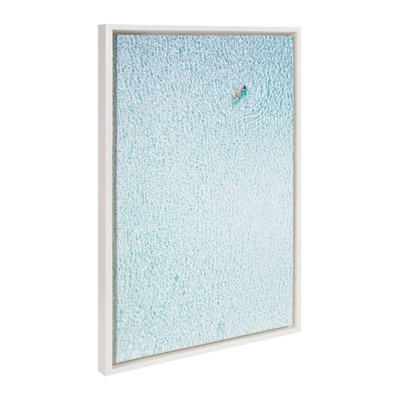 Turquoise Waters Woman Floating Canvas Art with White Frame