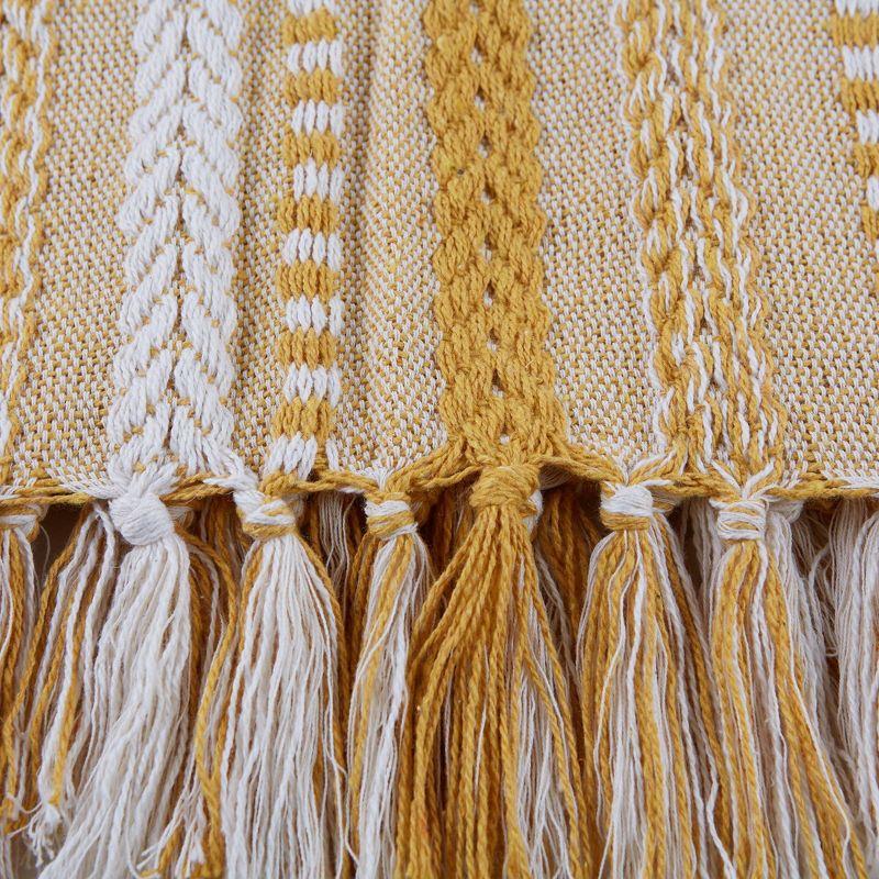 Honey Gold & White Cotton 50"x60" Braided Stripe Throw