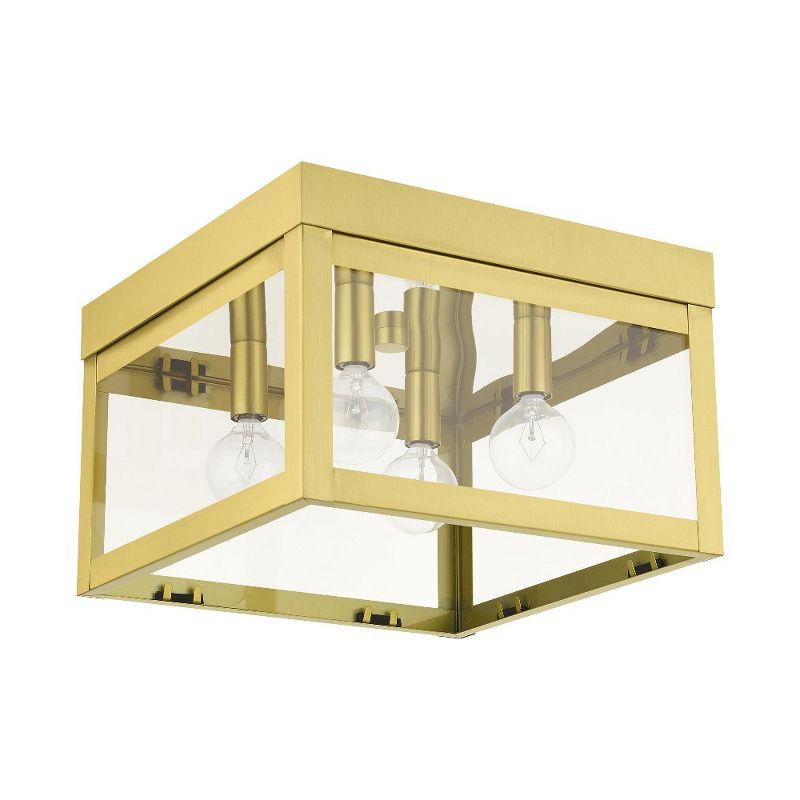 Livex Lighting Nyack 4 - Light Flush Mount in  Satin Brass