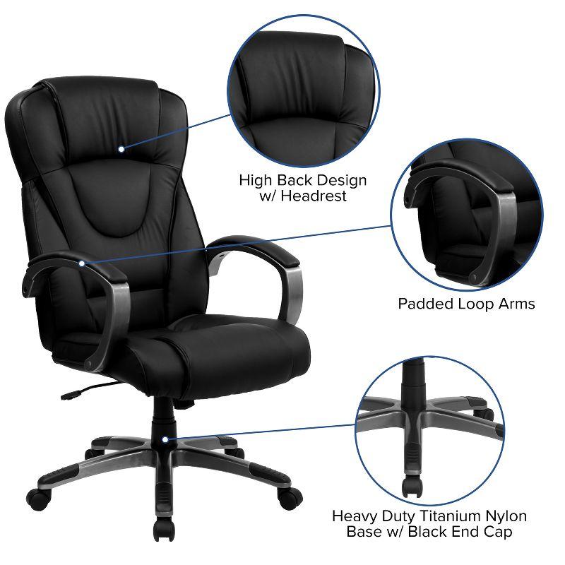 Flash Furniture Crafton High Back LeatherSoft Swivel Office Chair with Titanium Nylon Base