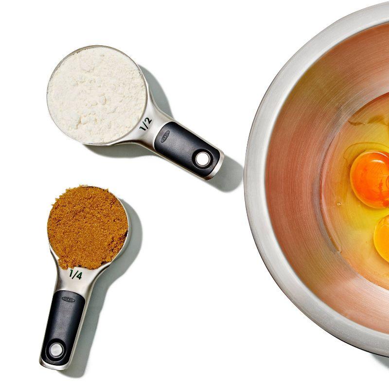 OXO 4pc Stainless Steel Magnetic Measuring Cups Set Black: Nesting Design, Dishwasher-Safe, Includes 1 Cup to 1/4 Cup