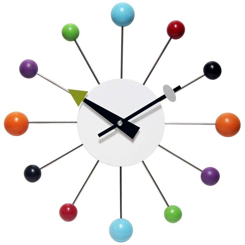 15" Orb Spoke Retro Wall Clock White - Infinity Instruments: Modern Analog Display, Indoor Use, Metal Frame