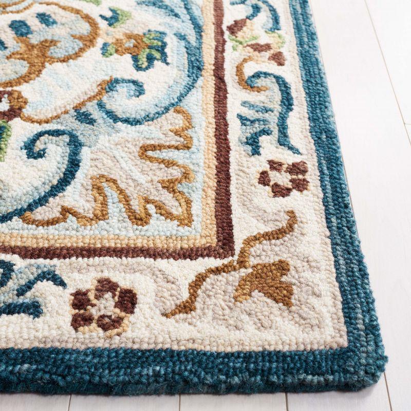 Aubusson AUB202 Handmade Tufted Accent Rug - Ivory/Blue - 3' X 5' - Safavieh