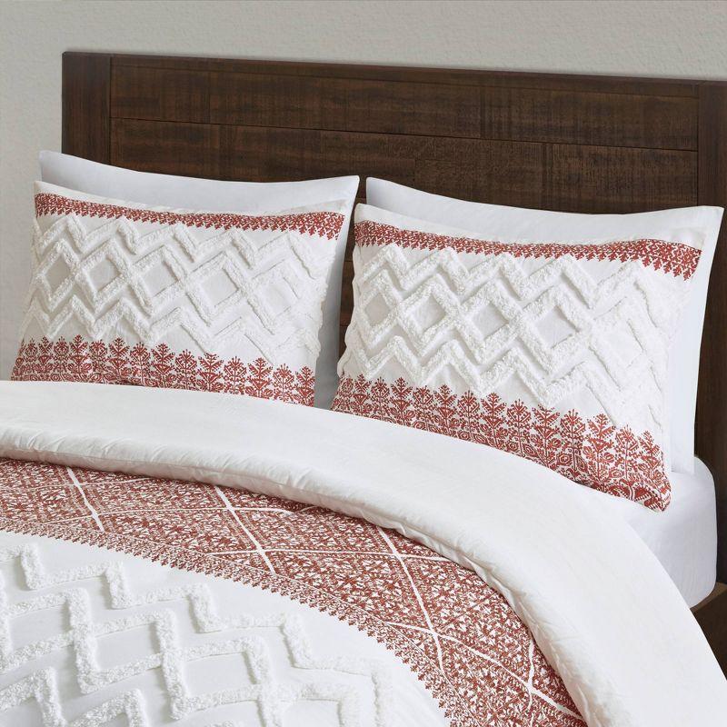 Auburn and White Cotton King Duvet Cover Set