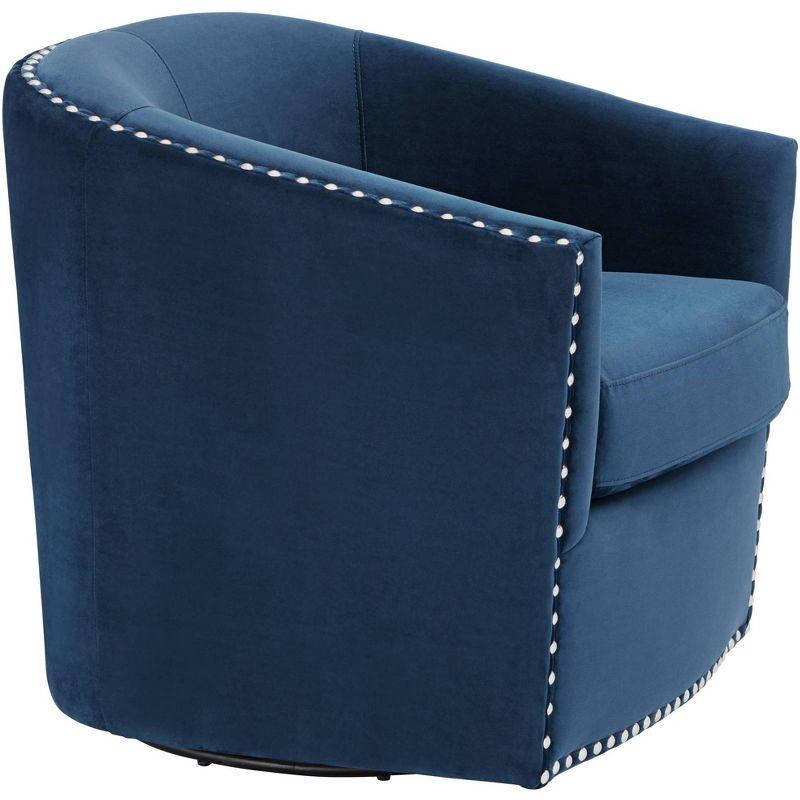 Elements Fullerton Nail Head Trim Navy Blue Swivel Accent Chair