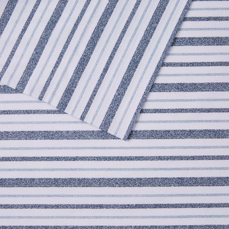 Queen Blue Stripe Cotton Percale Sheet Set