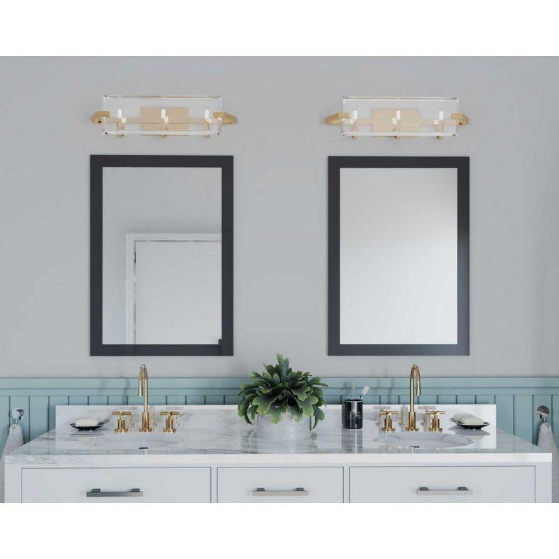 Progress Lighting Cahill 3-Light Bath Vanity, Brushed Bronze, Clear Beveled Glass Panels