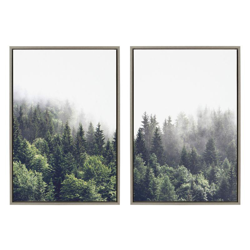 (Set of 2) 23" x 33" Sylvie Foggy Day Framed Canvas Set by Creative Bunch - Kate & Laurel All Things Decor: Inspirational Landscape Art