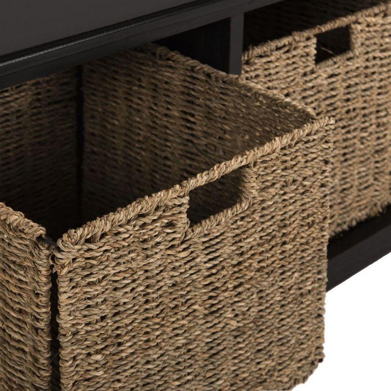 Lonan  Wicker Storage Bench - Black - Safavieh