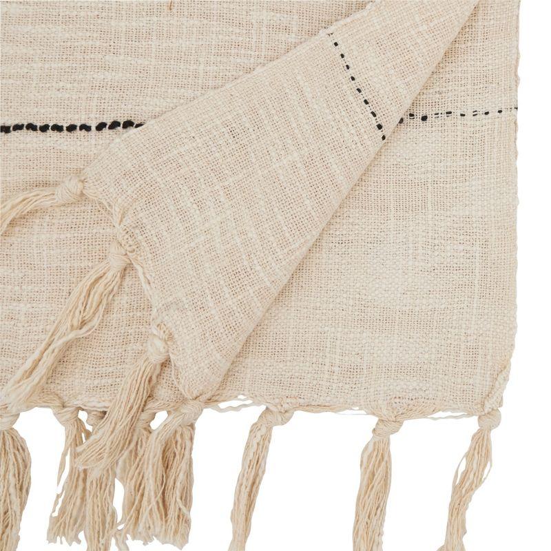 Saro Lifestyle Boho Chic Stripe Woven Table Runner, 16"x72", Beige