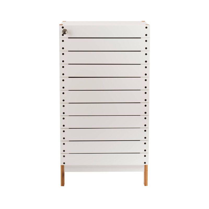 Deluxe Bamboo Floor Cabinet with Accent Slats Brown/White - Organize It All