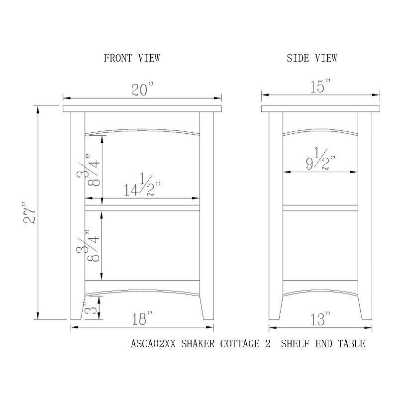 Shaker Cottage Wood 2 Shelf End Table - Alaterre Furniture