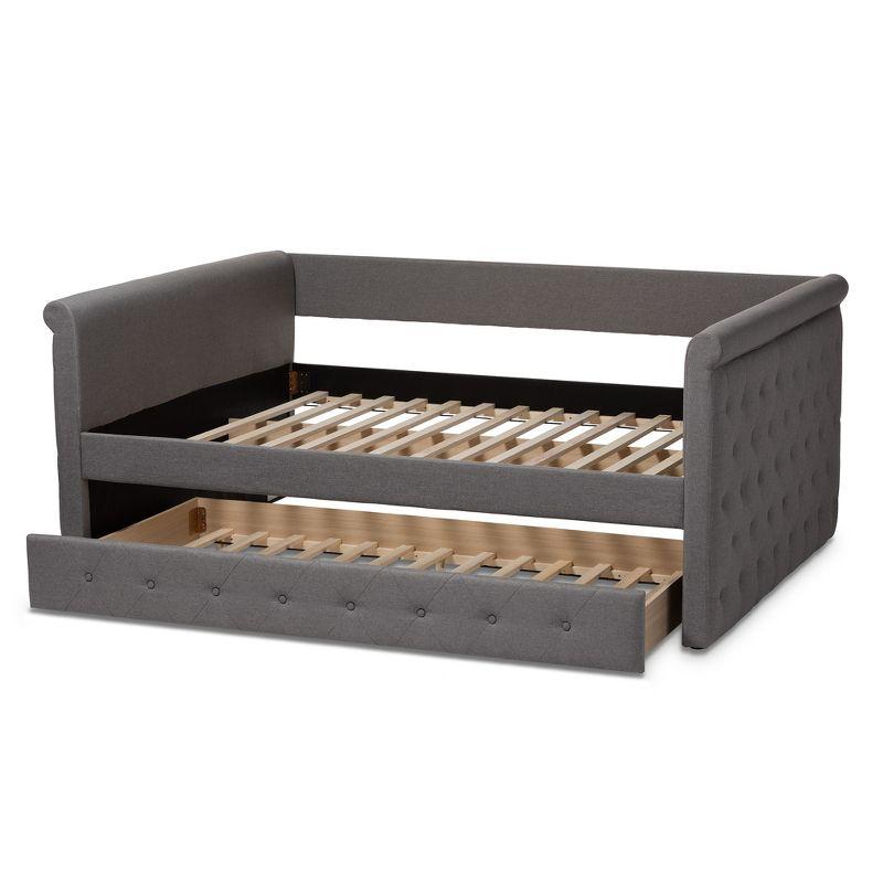 Queen Alena Daybed with Trundle Gray - Baxton Studio: Contemporary Upholstered Bedroom Furniture
