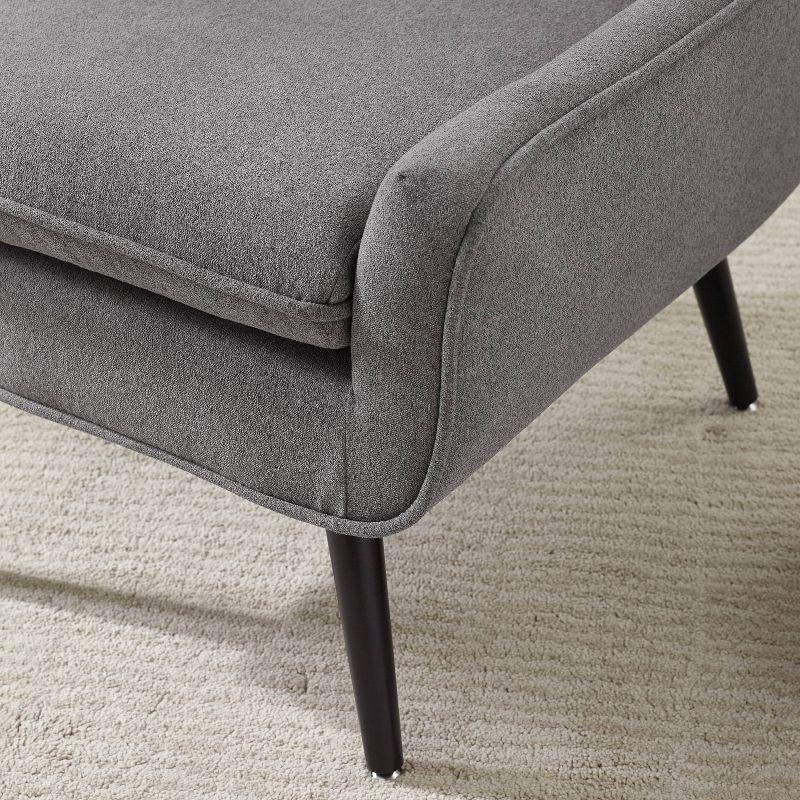 Trelis Mid-Century Modern Retro Style Accent Chair Gray - Linon: Upholstered Rubberwood Frame, Tufted Back, Foam Cushion