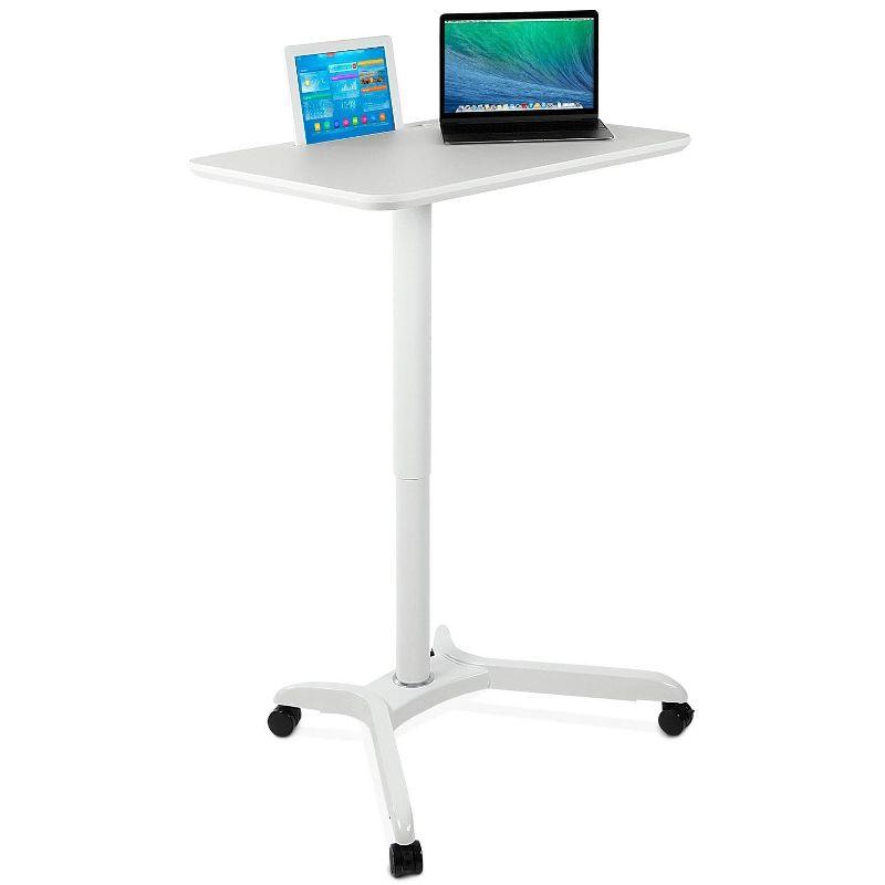 Mount-It! Standing Mobile Laptop Cart, Sit Stand Rolling Desk, Supports up to 17.6 Lbs., White