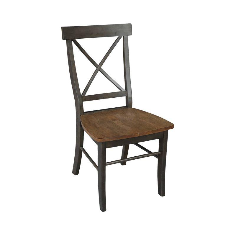 Set of 2 X Back Chairs with Wood Seat Hickory Brown - International Concepts