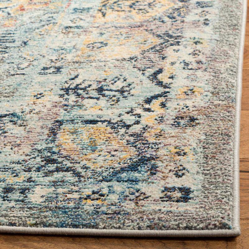 Savannah Grey and Navy Floral Motif Wool Area Rug 3' x 5'