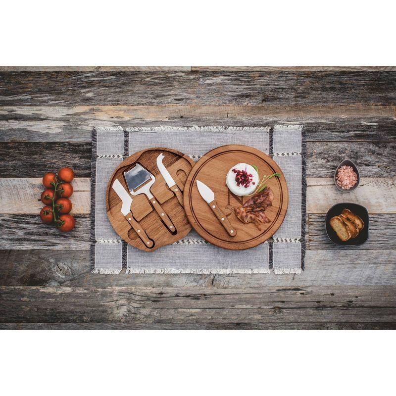 Picnic Time Monogram Acacia Wood Circo Cheese Cutting Board and Tools Set - N: Small Cutting Board & Knife, Charcuterie Set