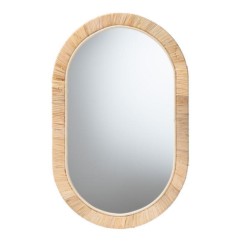 Bella Natural Rattan and Wood Oval Wall Mirror