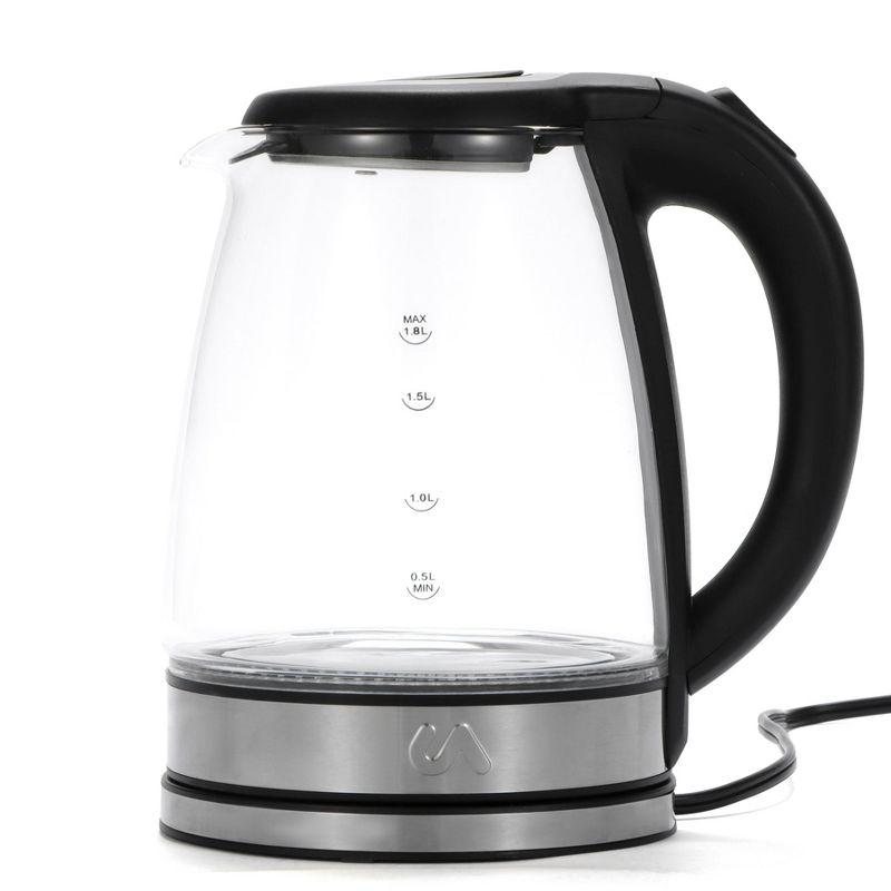 1.8L Glass and Stainless Steel Electric Tea Kettle with LED Light