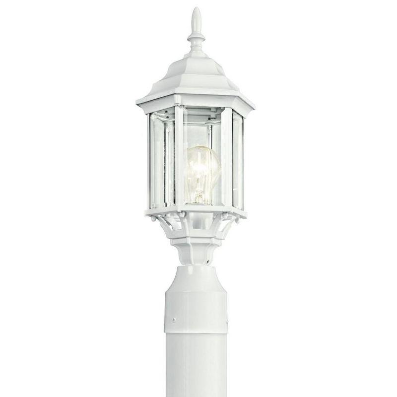 White Aluminum Traditional Outdoor Post Light with Lantern Shade