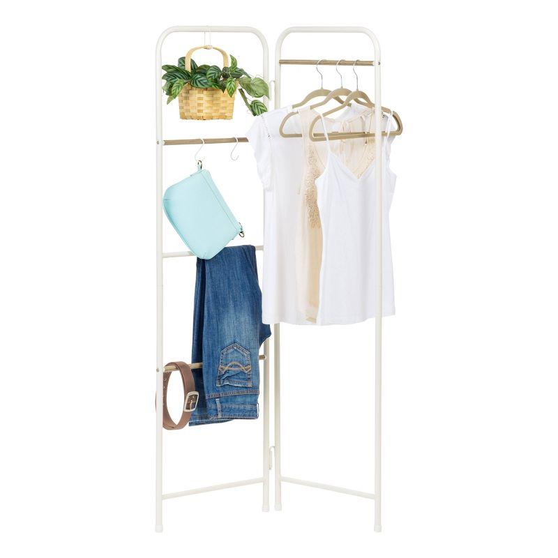 IRIS 2 Panel Free Standing Metal Garment Rack White