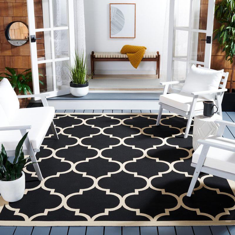 Modern Square Black Synthetic Indoor/Outdoor Area Rug