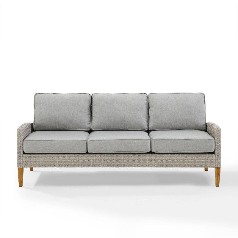 Capella Outdoor Wicker Sofa - Gray/Acorn - Crosley