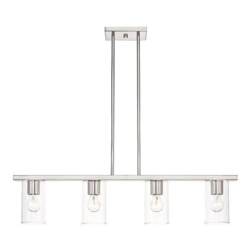 Brushed Nickel 4-Light Crystal Chandelier with Clear Glass