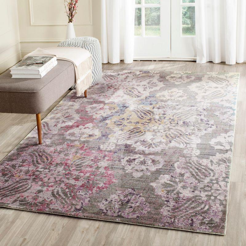 Valencia 4' x 6' Blue and Multicolor Synthetic Area Rug