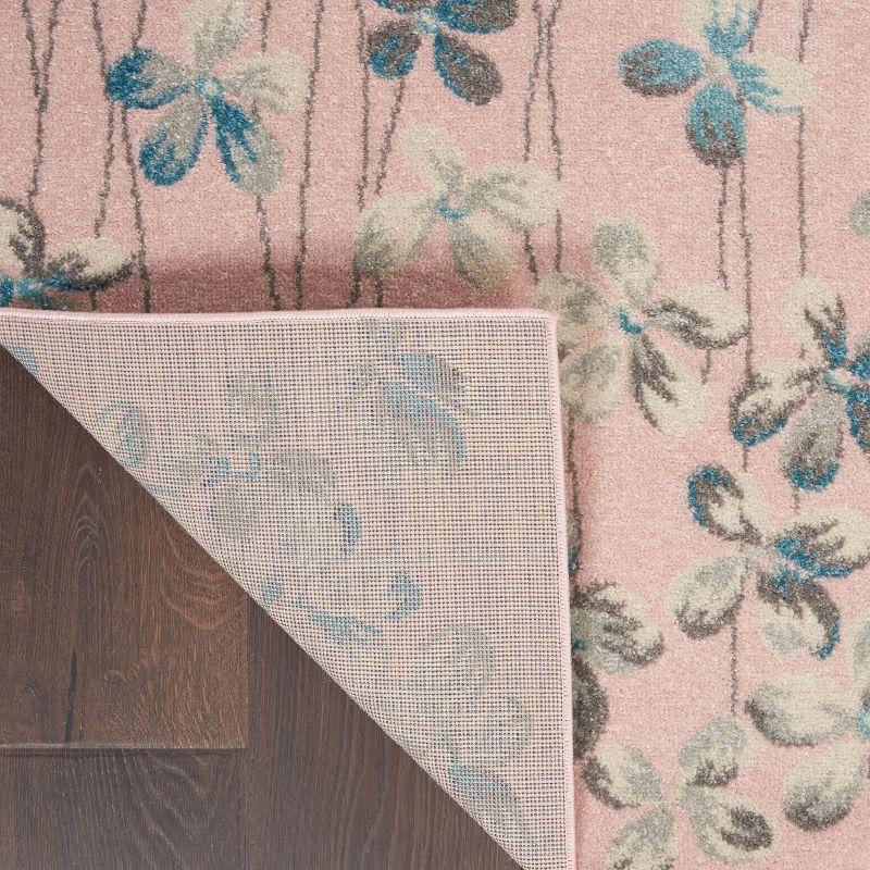 Nourison Tranquil 5'3" X 7'3" (5' x 7') Pink Area Rug Bohemian Botanical Vine and Bloom by Nourison