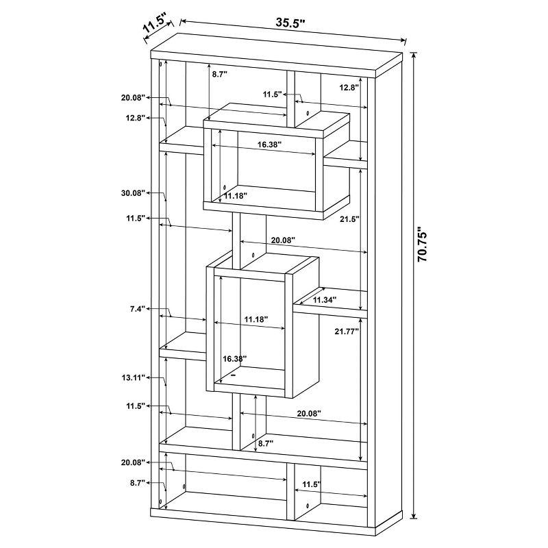 Howie Espresso 10-Shelf Geometric Bookcase