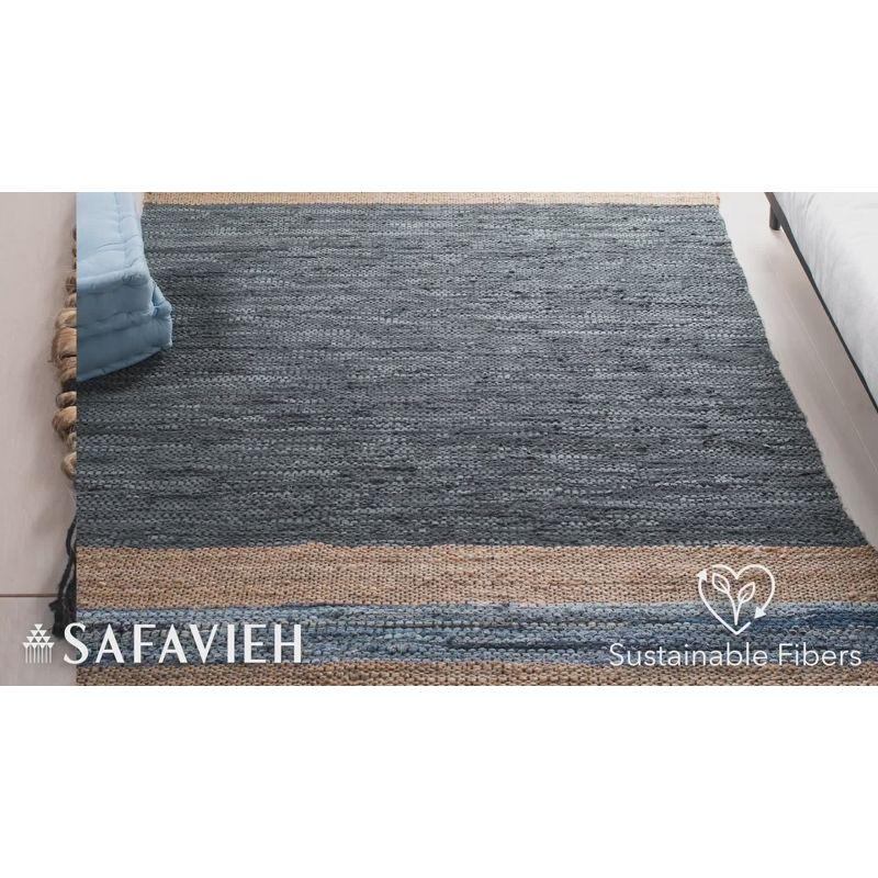 Vintage Leather W/ Fringes VTL602 Hand Woven Indoor Area Rug - Grey/Natural - 5'x8' - Safavieh