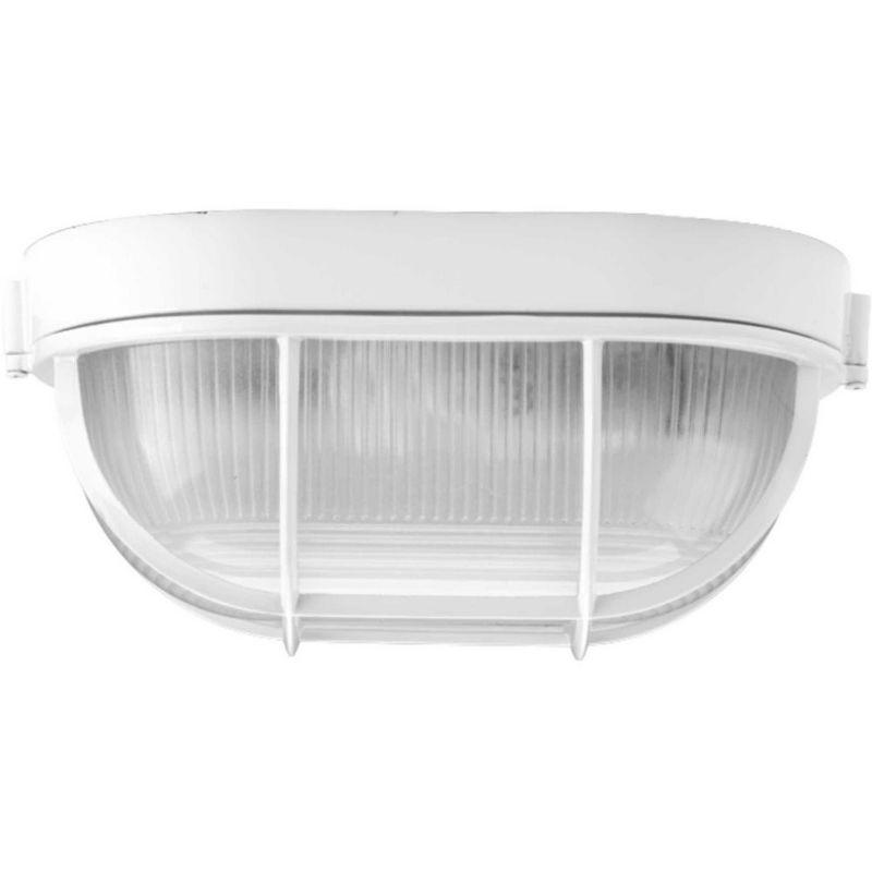 Progress Lighting Bulkheads 1-Light Flush Mount, White, Polycarbonate Shade