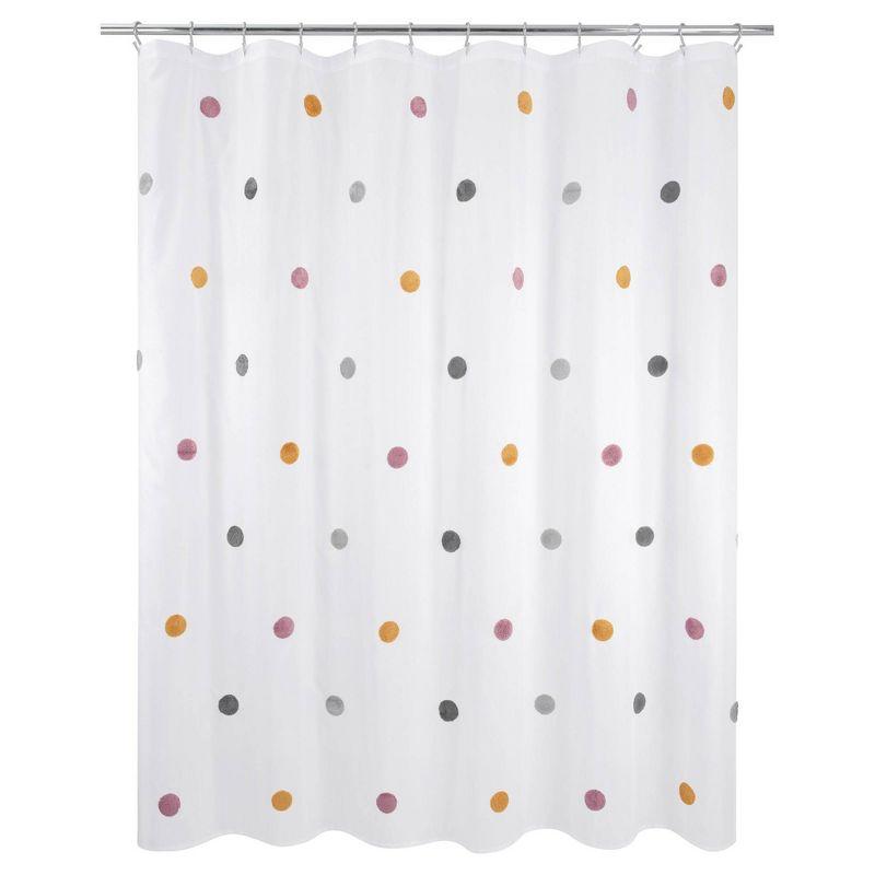 Allure Home Creations Dots Shower Curtain: Polyester Bath Curtain, Microfiber, Buttonhole Top