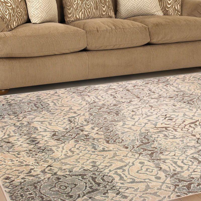 Modern Geometric Damask Indoor Area Rug, 8' x 10', Beige - Blue Nile Mills