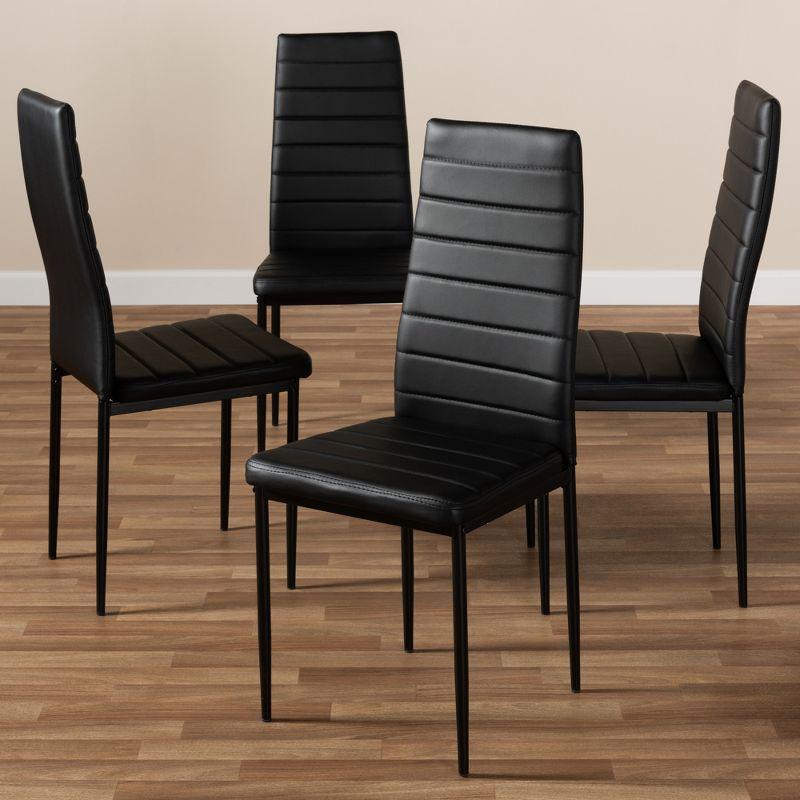 Set of 4 Armand Modern and Contemporary Faux Leather Upholstered Dining Chairs Black - Baxton Studio