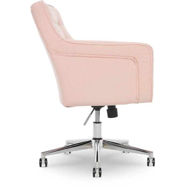 Serta Style Ashland Home Office Chair Party Blush Pink: Upholstered, Adjustable, with Casters/Wheels