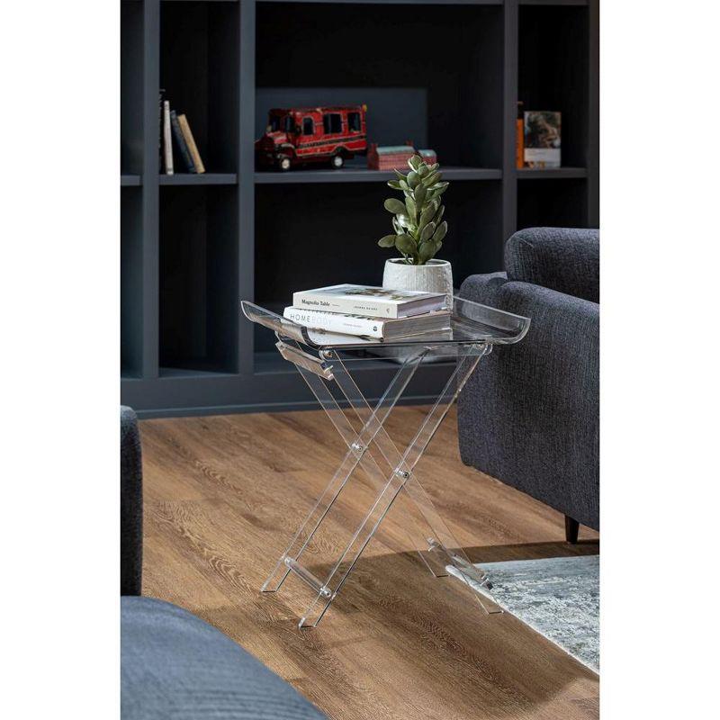 Designstyles Acrylic Foldable Tray Side Table Curved Top , Luxurious Home Decor Essential, Perfect for Convenient Tabletop Space