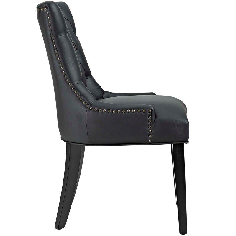 Black Tufted Faux Leather Upholstered Side Chair with Wood Legs