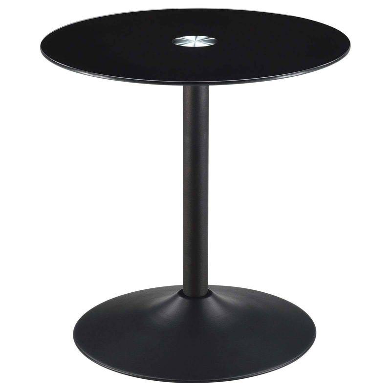 Modern Round Black Metal and Glass End Table