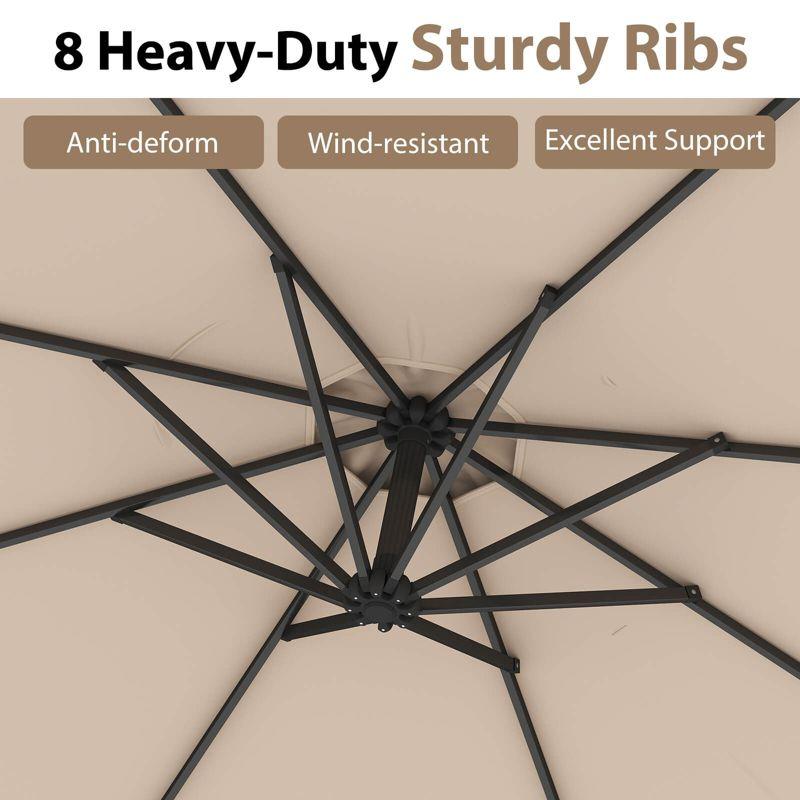 Costway  10 FT Patio Offset Umbrella w/8 Ribs Cross Base Tilt Beige