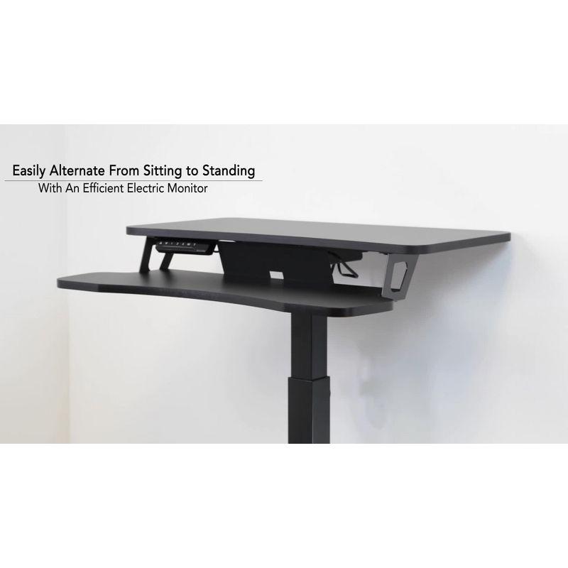 Mount-It! Electric Mobile Adjustable Standing Workstation with Wheels | Rolling Sit Stand Workstation with Programmable Height Adjustment Controller