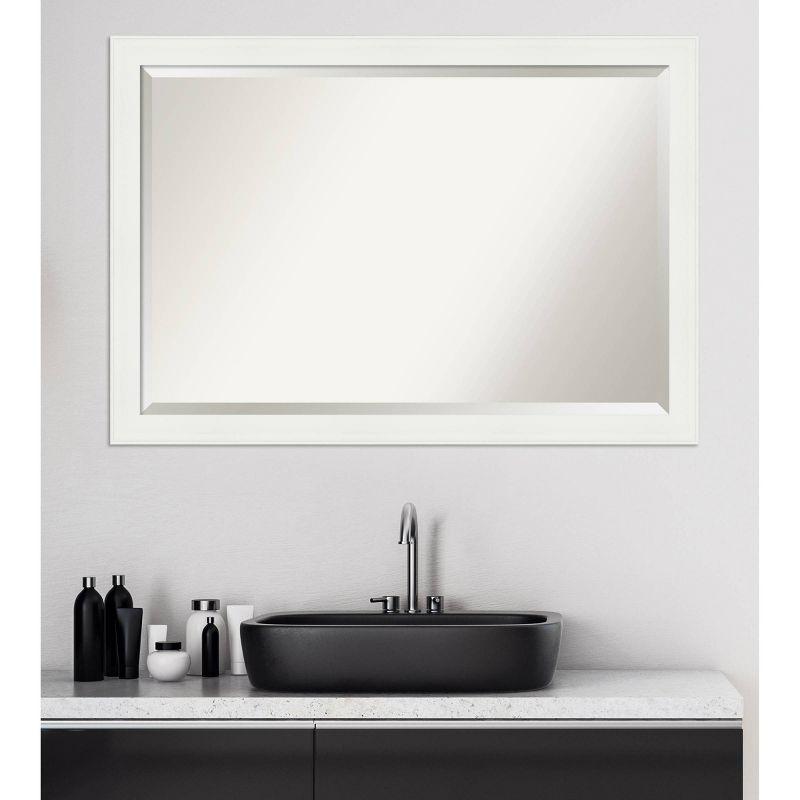 Vanity White Rectangular Beveled Wall Mirror