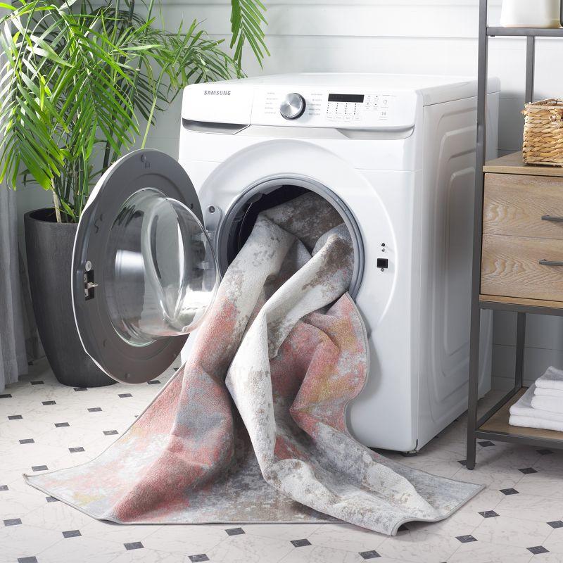 Bayside BAY128 Machine Washable Power Loomed Indoor Runner Rug - Ivory/Grey Pink - 2'2"x8' - Safavieh