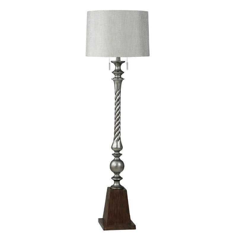 StyleCraft India Painted Silver Swirl with Double Pull Chain Floor Lamp : Transitional Style, 60W, UL Listed, Polyresin Body